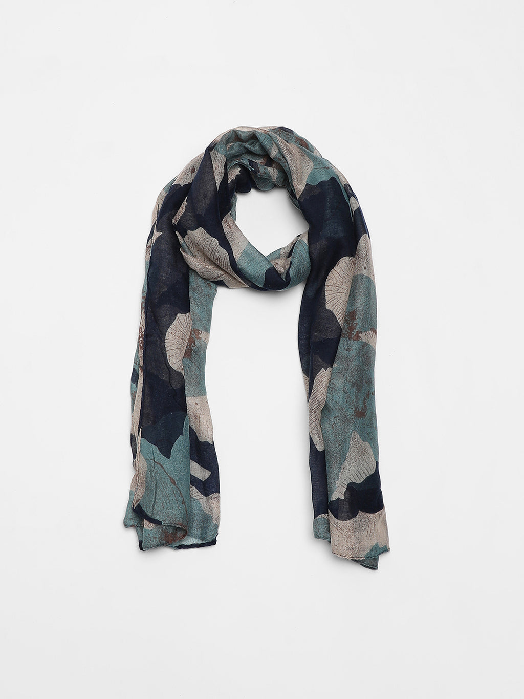 Printed Green & Navy Blue Scarf