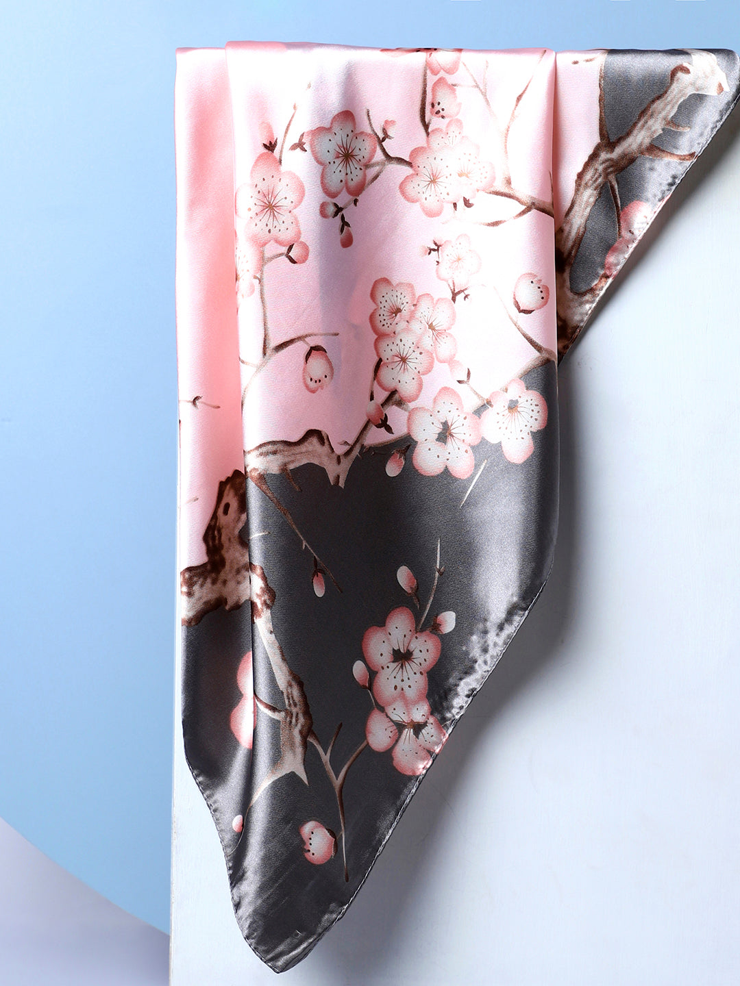 Floral Printed Light Pink & Grey Scarf
