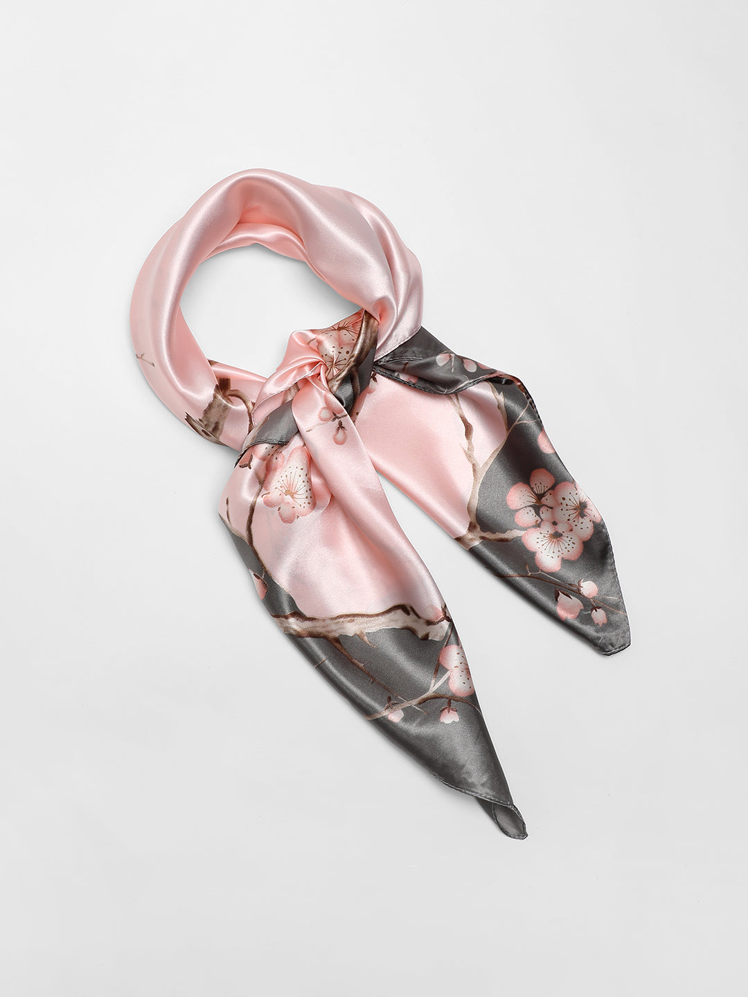 Floral Printed Light Pink & Grey Scarf
