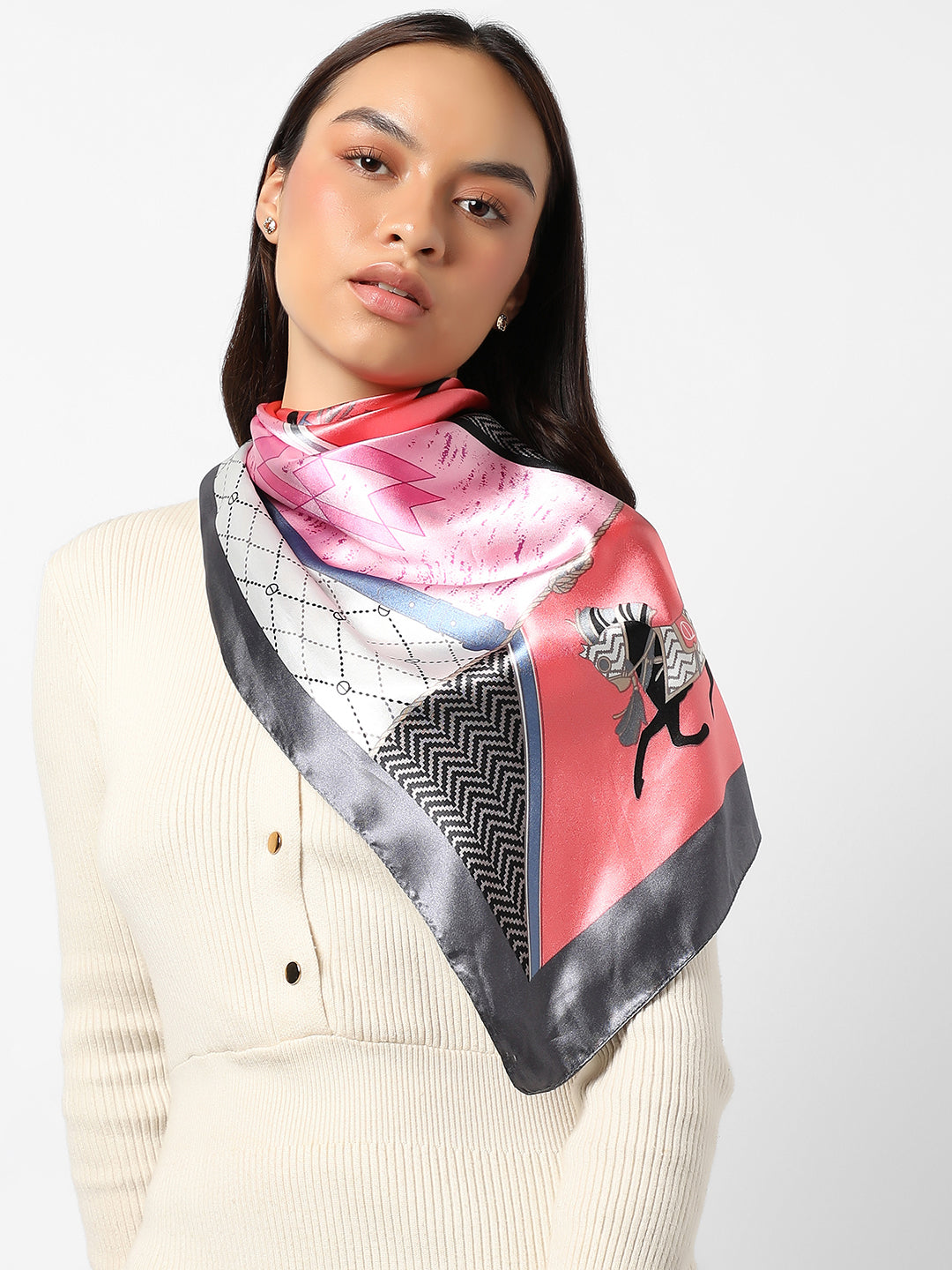 Printed Satin Multicolor Head Scarf