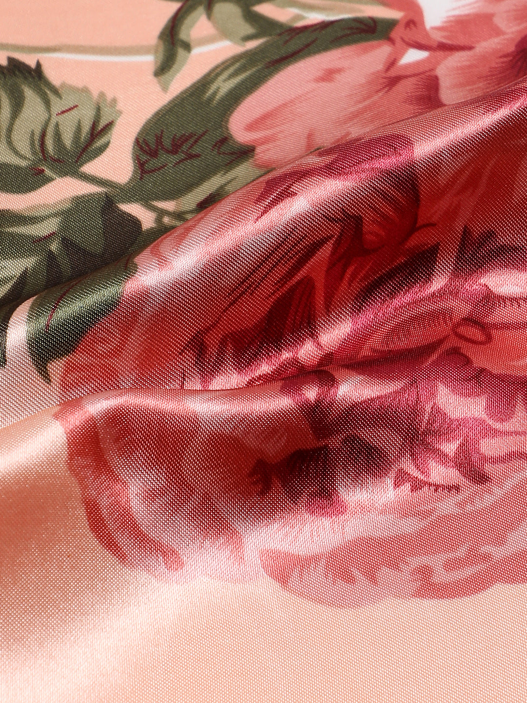 Women Printed Satin Peach And Grey Head Scarf