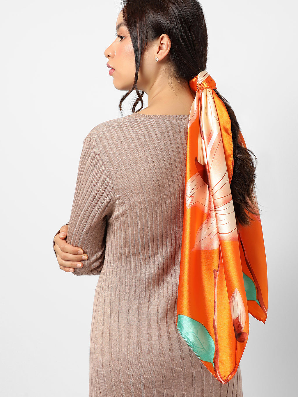 Printed Orange Head Scarf