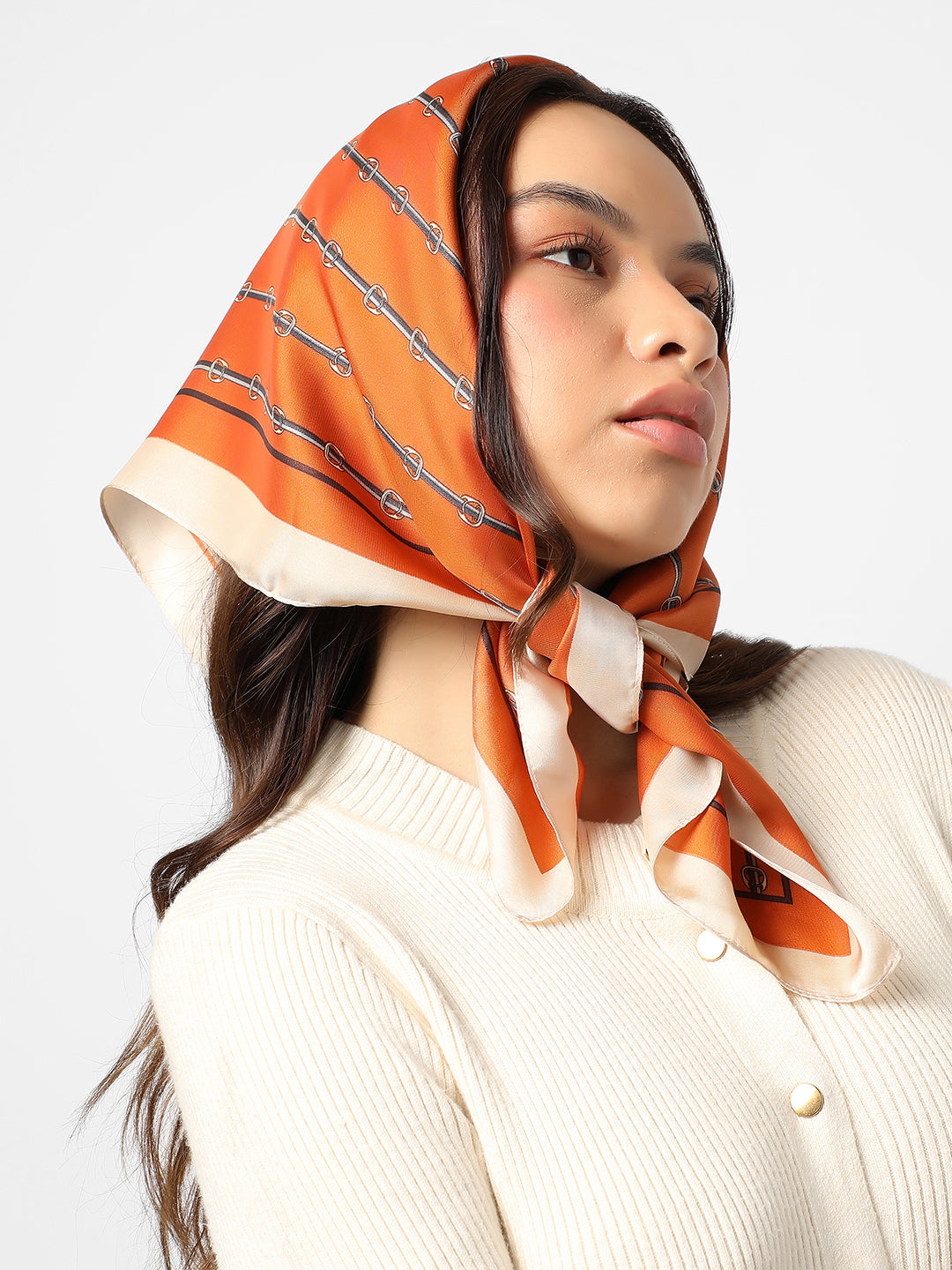 Stripped Orange Head Scarf