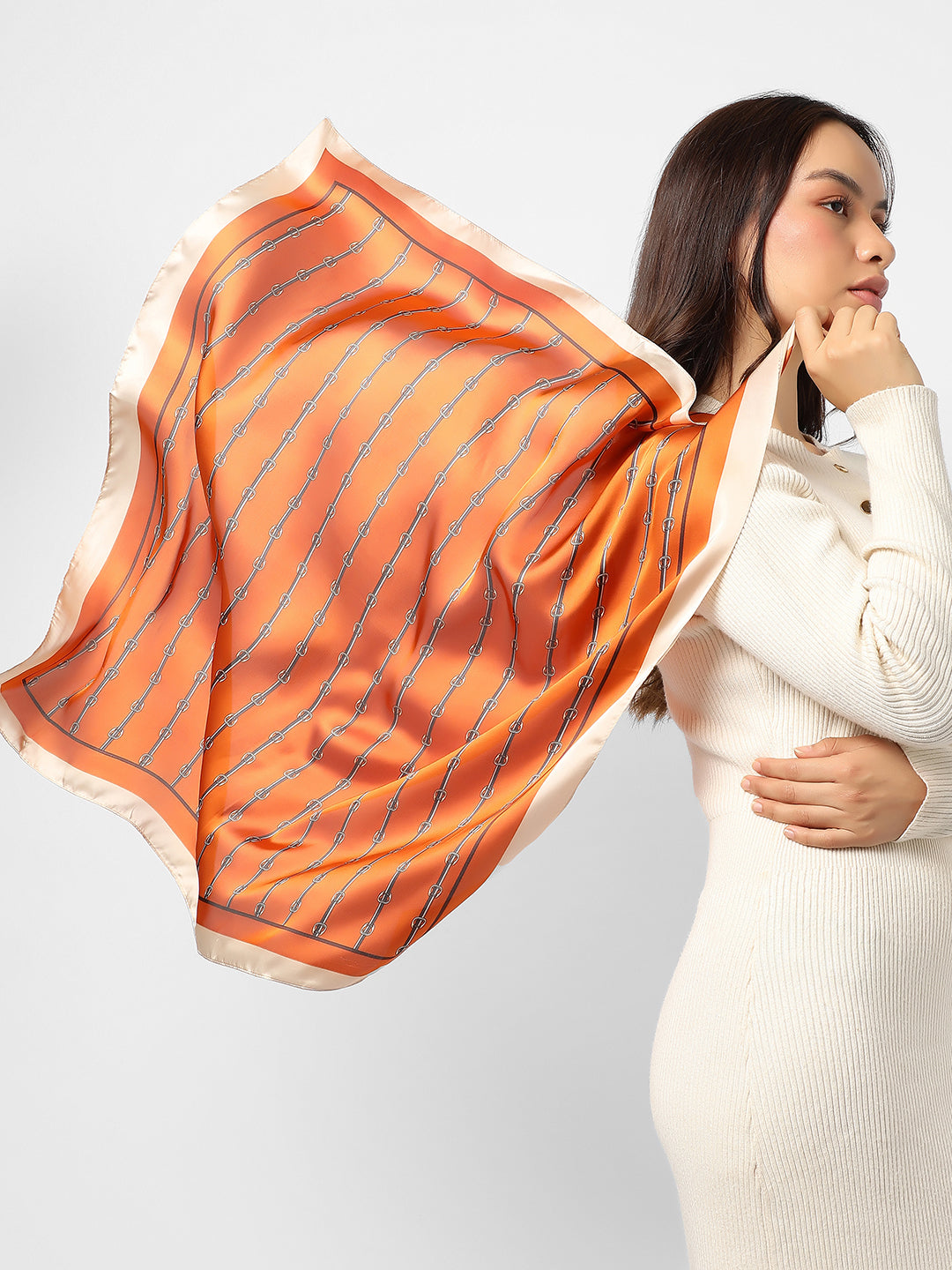 Stripped Orange Head Scarf