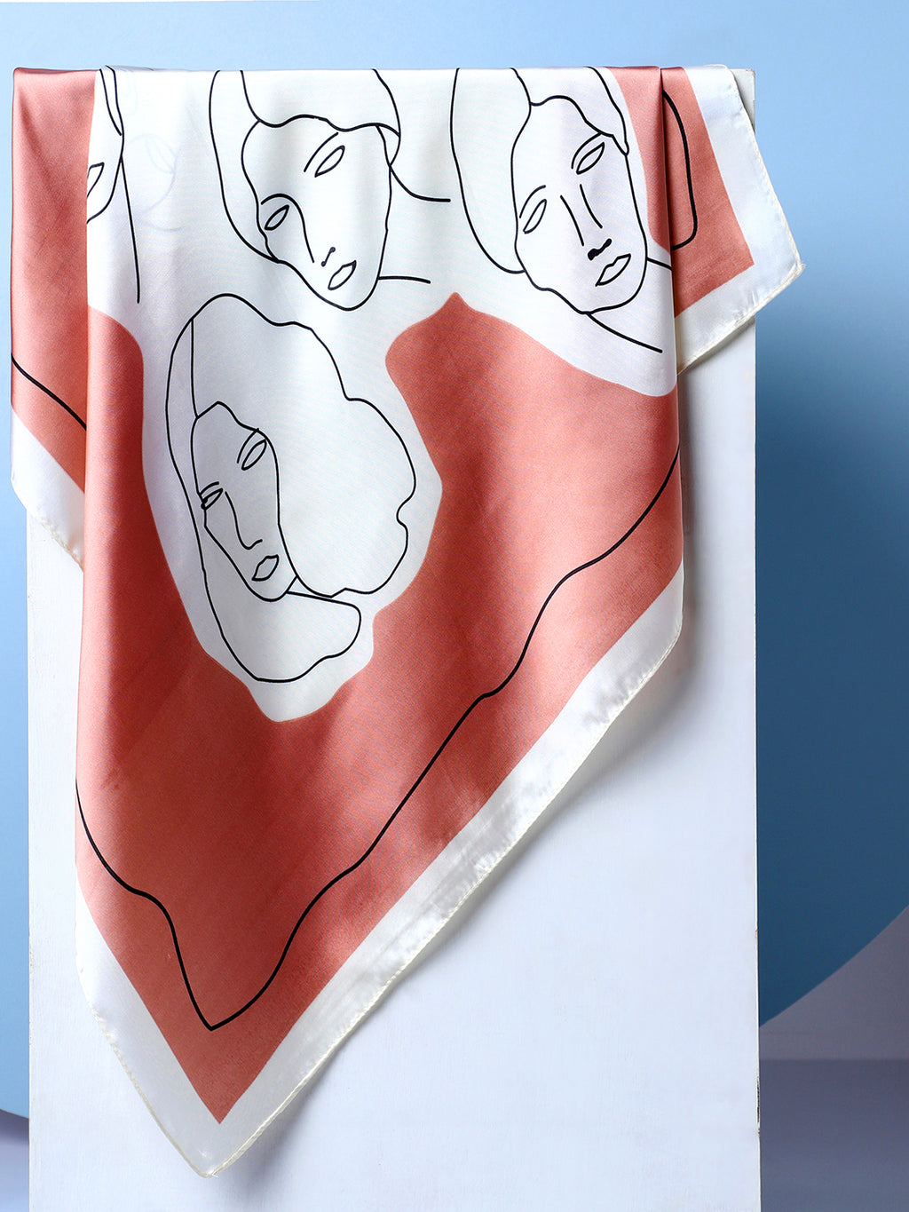 Printed Satin Light Brown Head Scarf