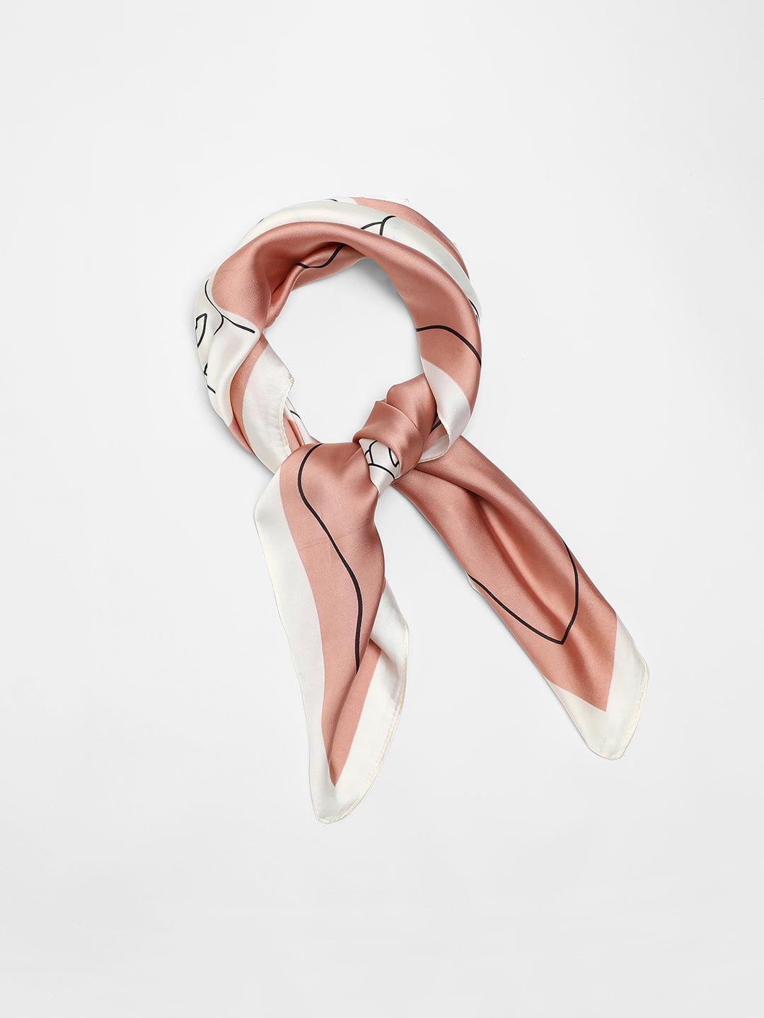 Printed Satin Light Brown Head Scarf