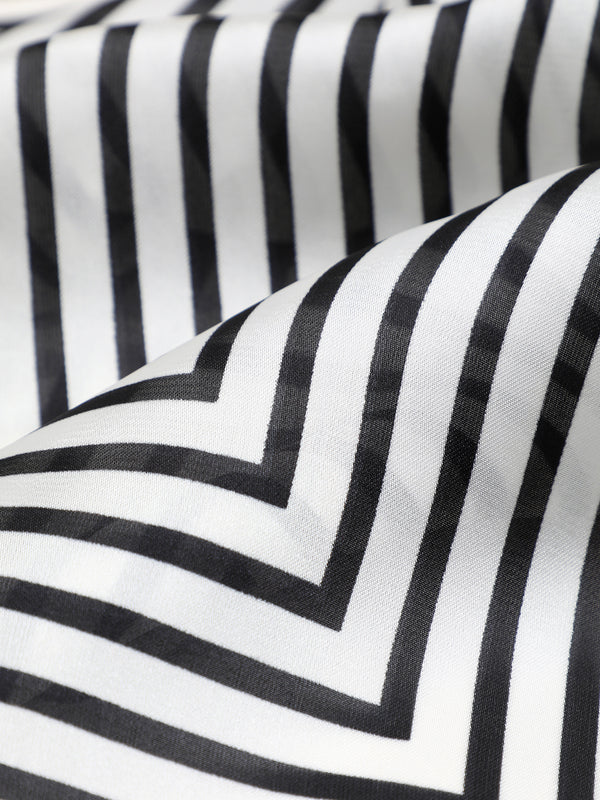 Women Stripped Black & White Scarf(Stole)