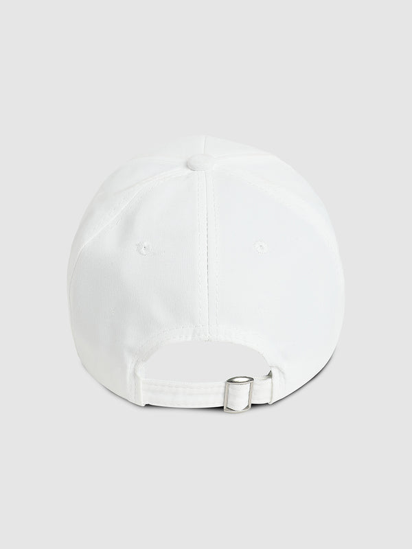 Rhinestone Buckle Baseball Cap - White