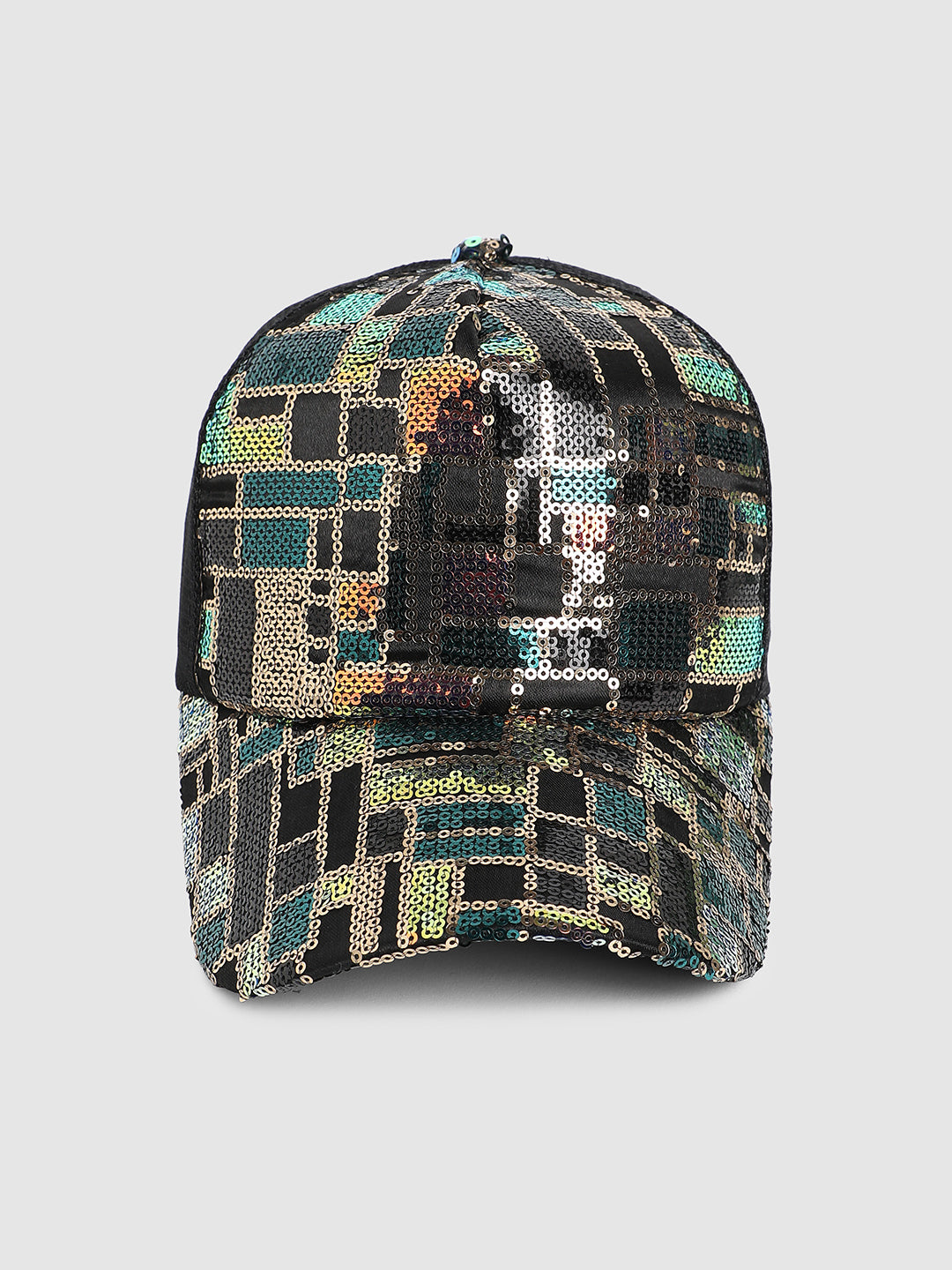 Sequin Block Baseball Cap - Black