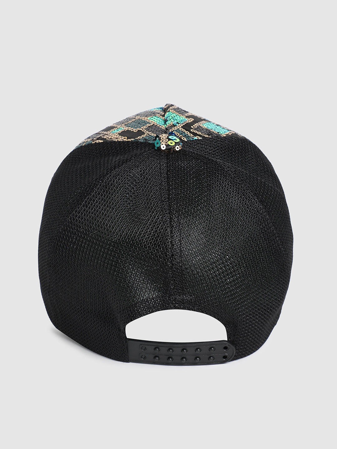 Sequin Block Baseball Cap - Black