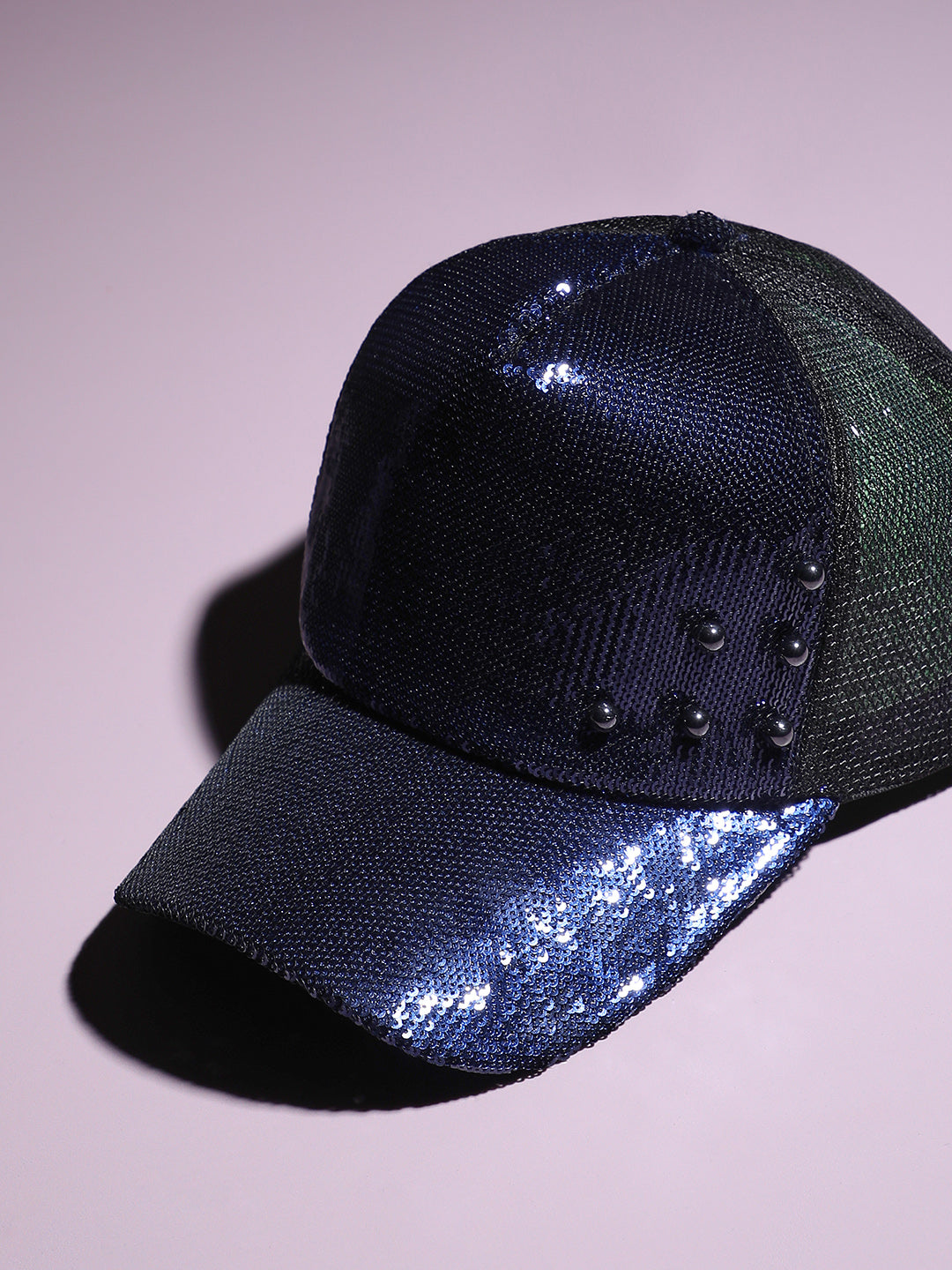 Embellished Baseball Cap - Navy Blue & Black