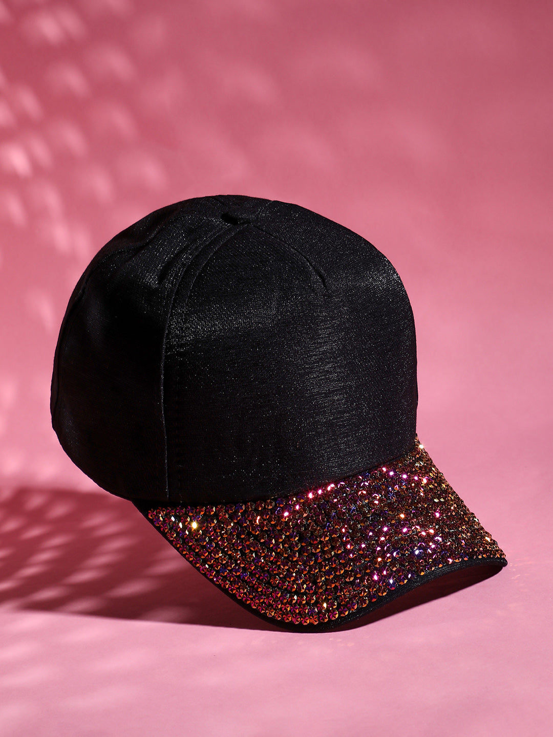 Sequin Contrast Baseball Cap - Black & Rose Gold