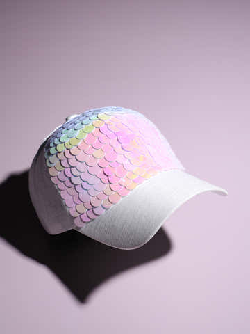 Maxi Sequin Baseball Cap - White