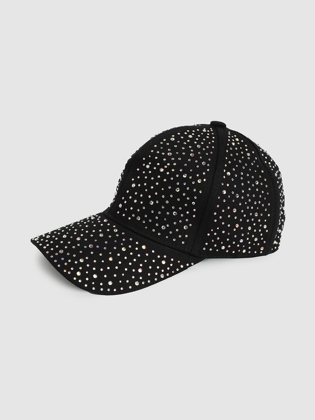 All Over Embellished Baseball Cap - Black