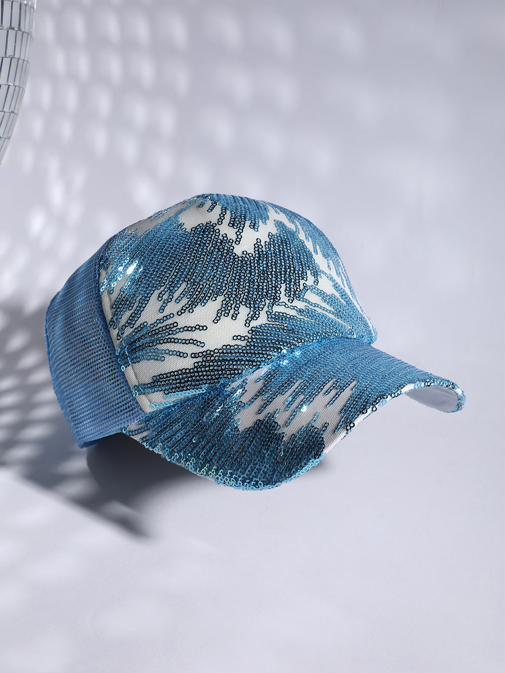 Abstract Sequin Baseball Cap - Light Blue