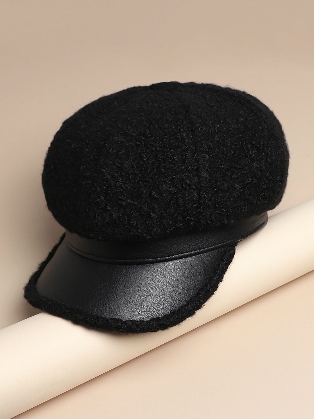 Sherpa Newsboy Cap - Black