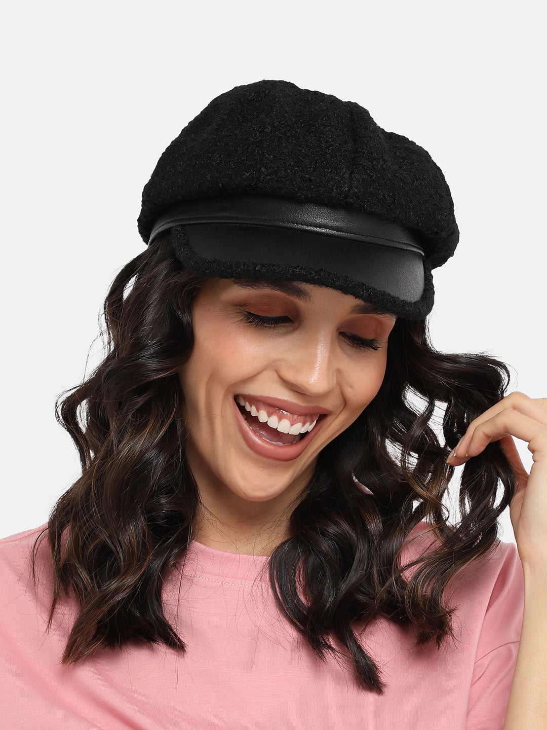 Sherpa Newsboy Cap - Black