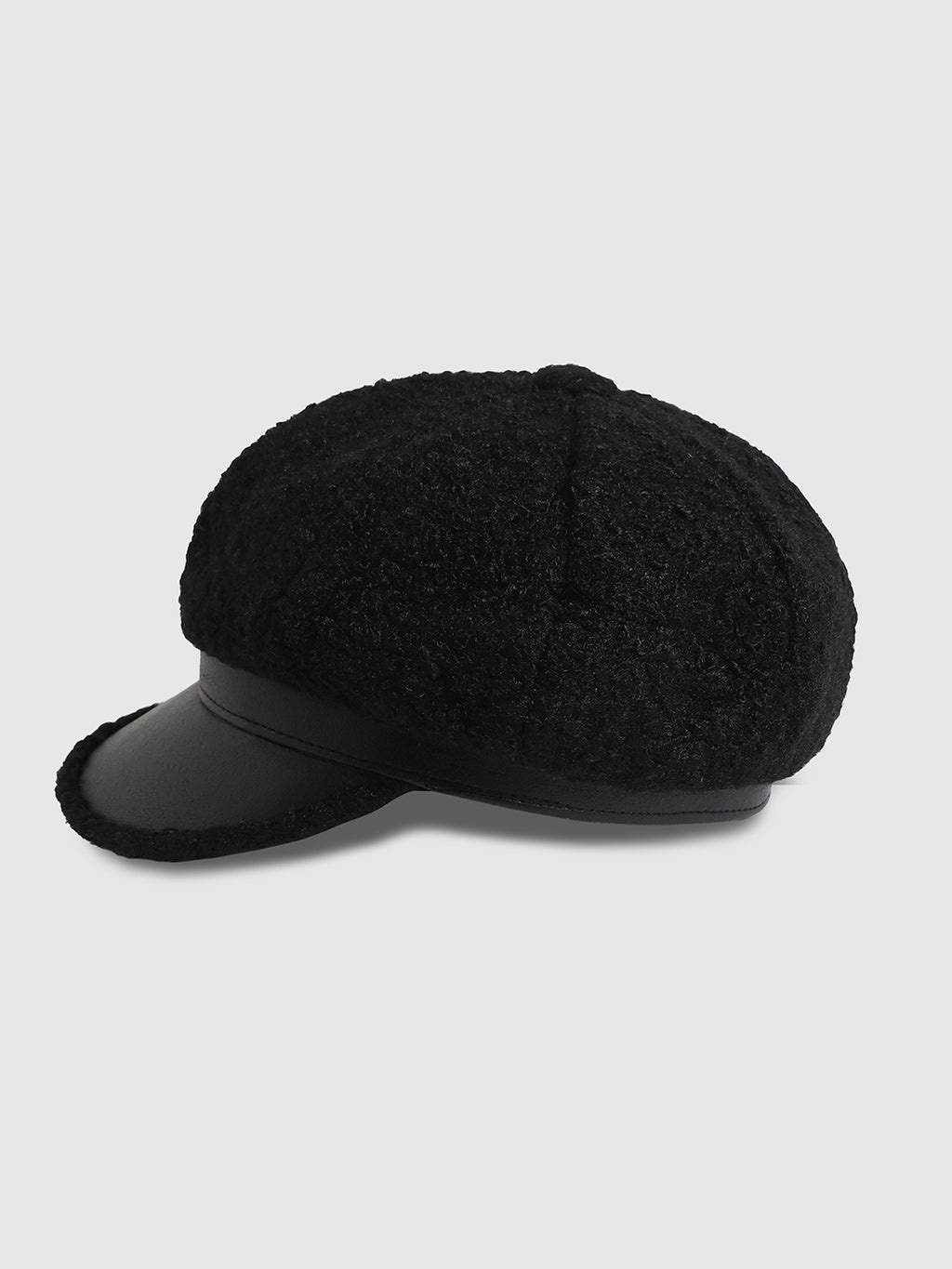 Sherpa Newsboy Cap - Black