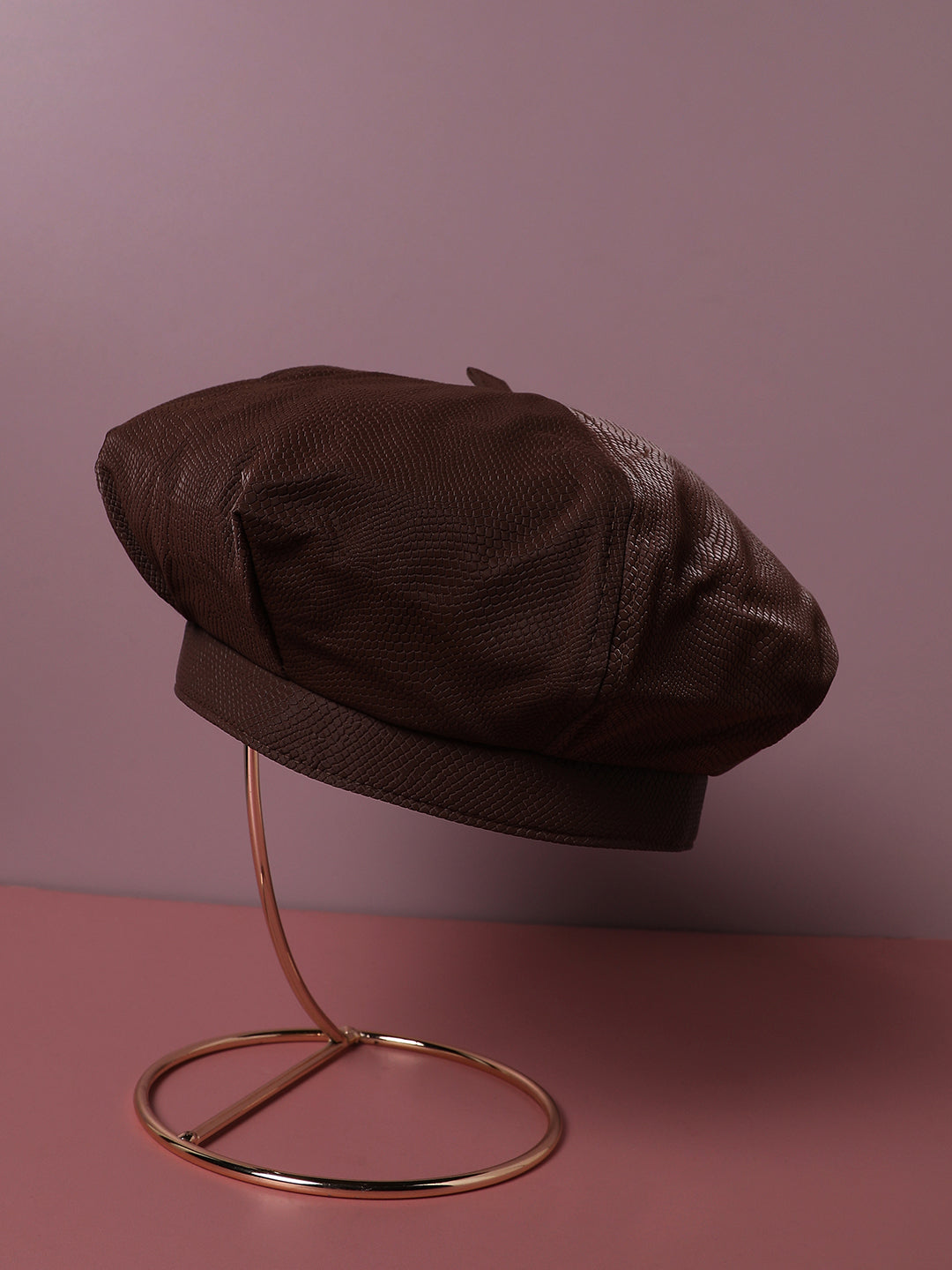 Pebbled Bakerboy Hat - Chocolate Brown