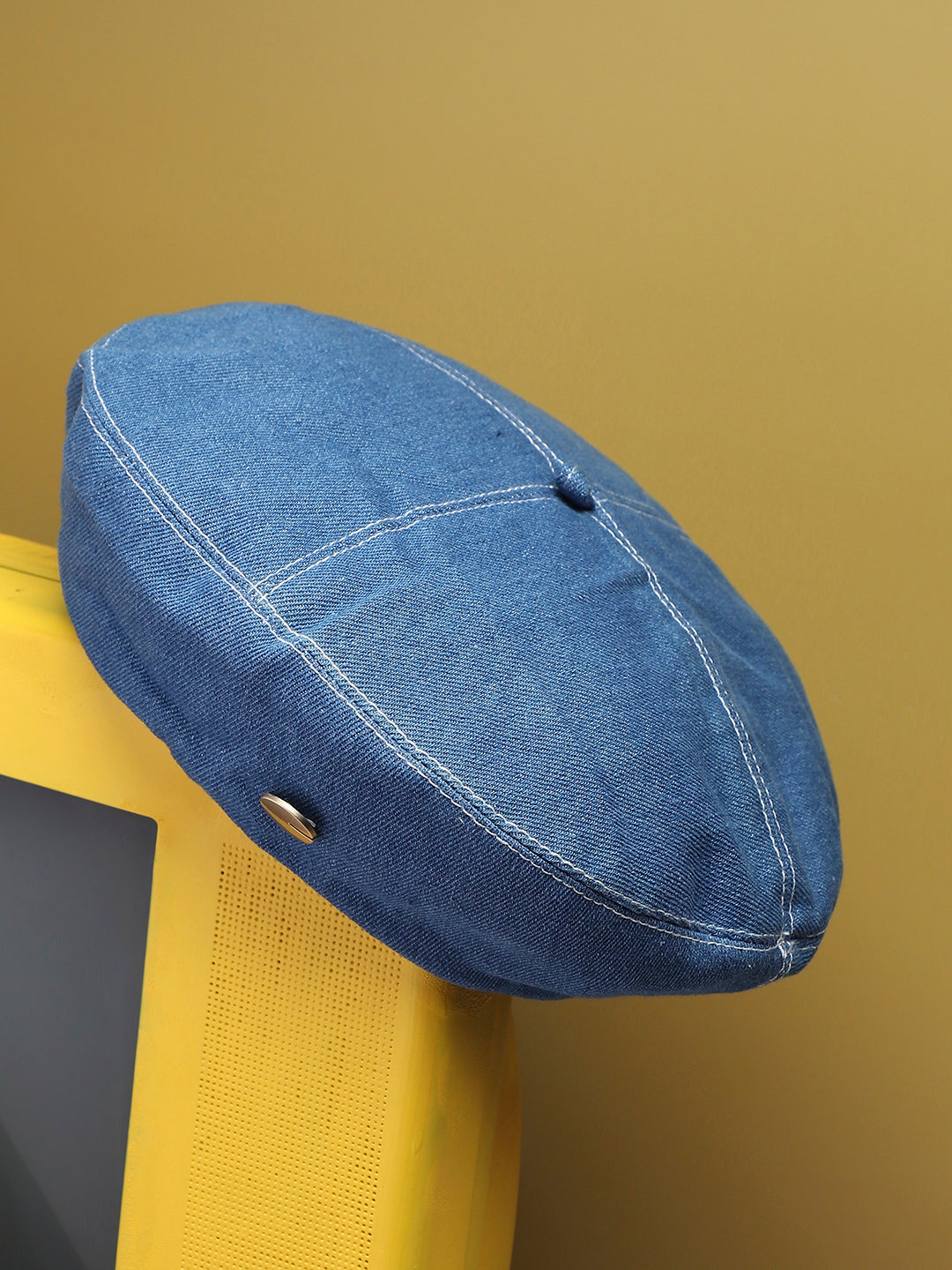 Denim Beret Hat - Medium-Wash Blue