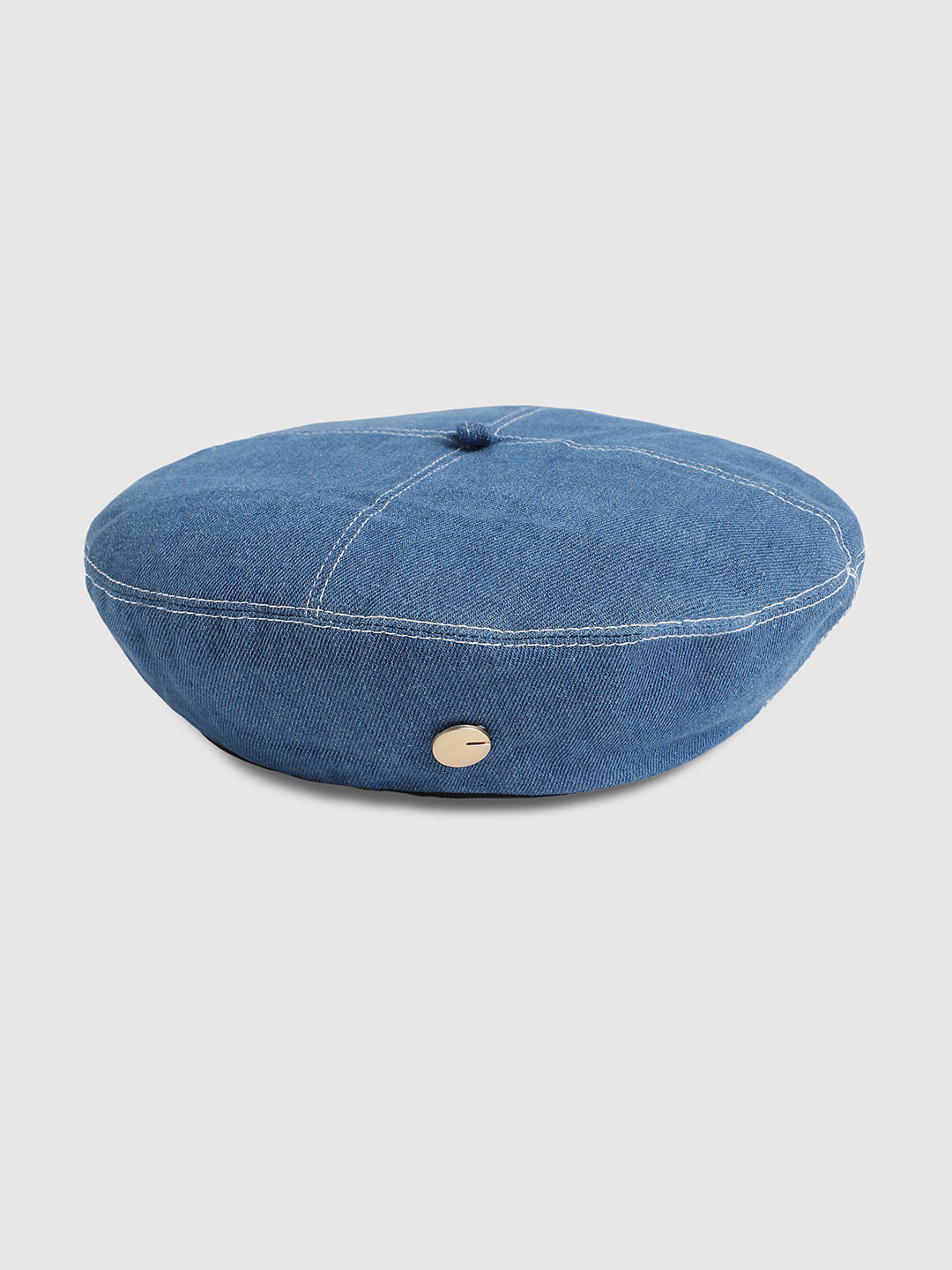 Denim Beret Hat - Medium-Wash Blue