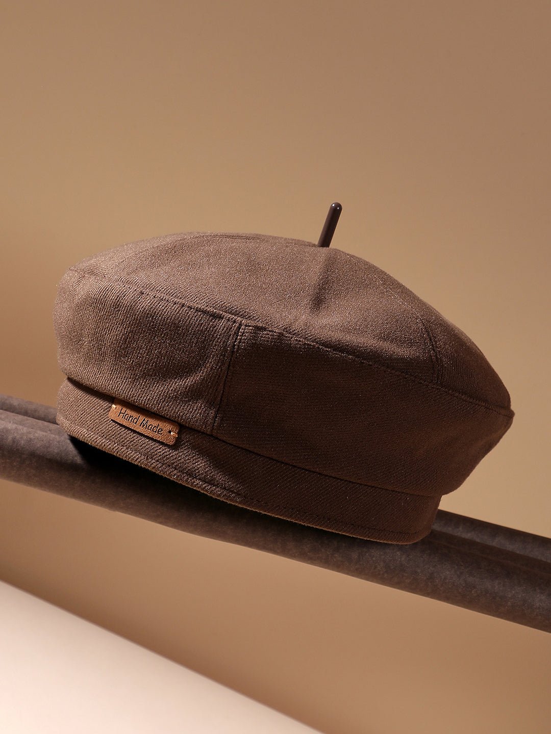 Pin Tipped Beret Hat - Coffee Brown