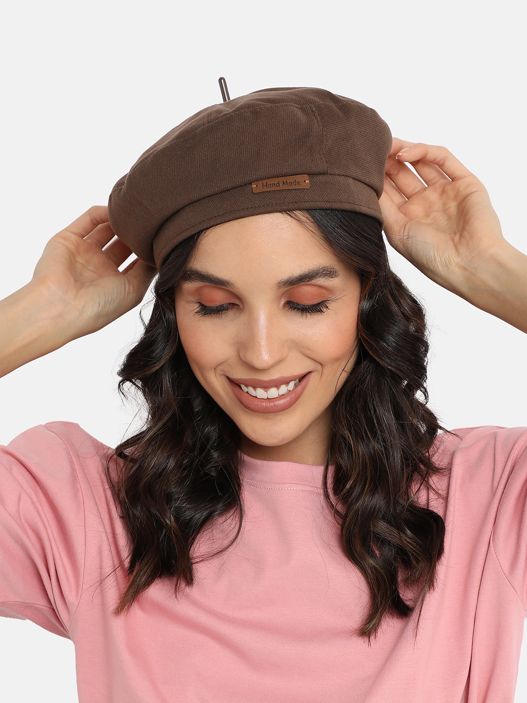 Pin Tipped Beret Hat - Coffee Brown