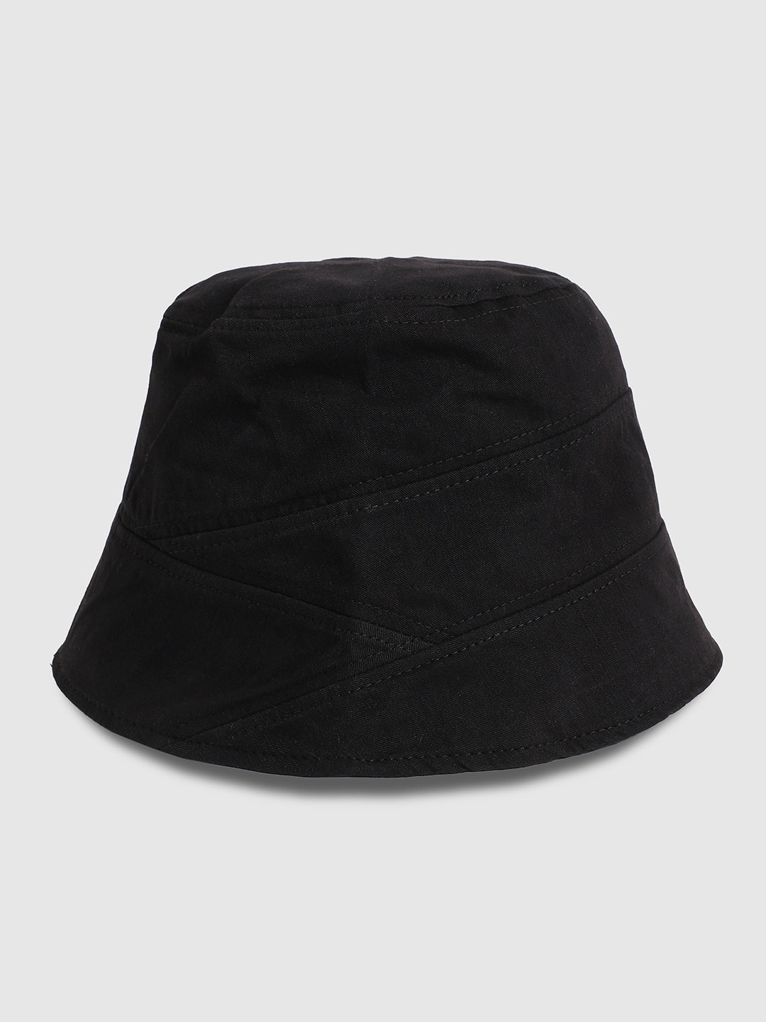 Self-Design Patched Bucket Hat - Black