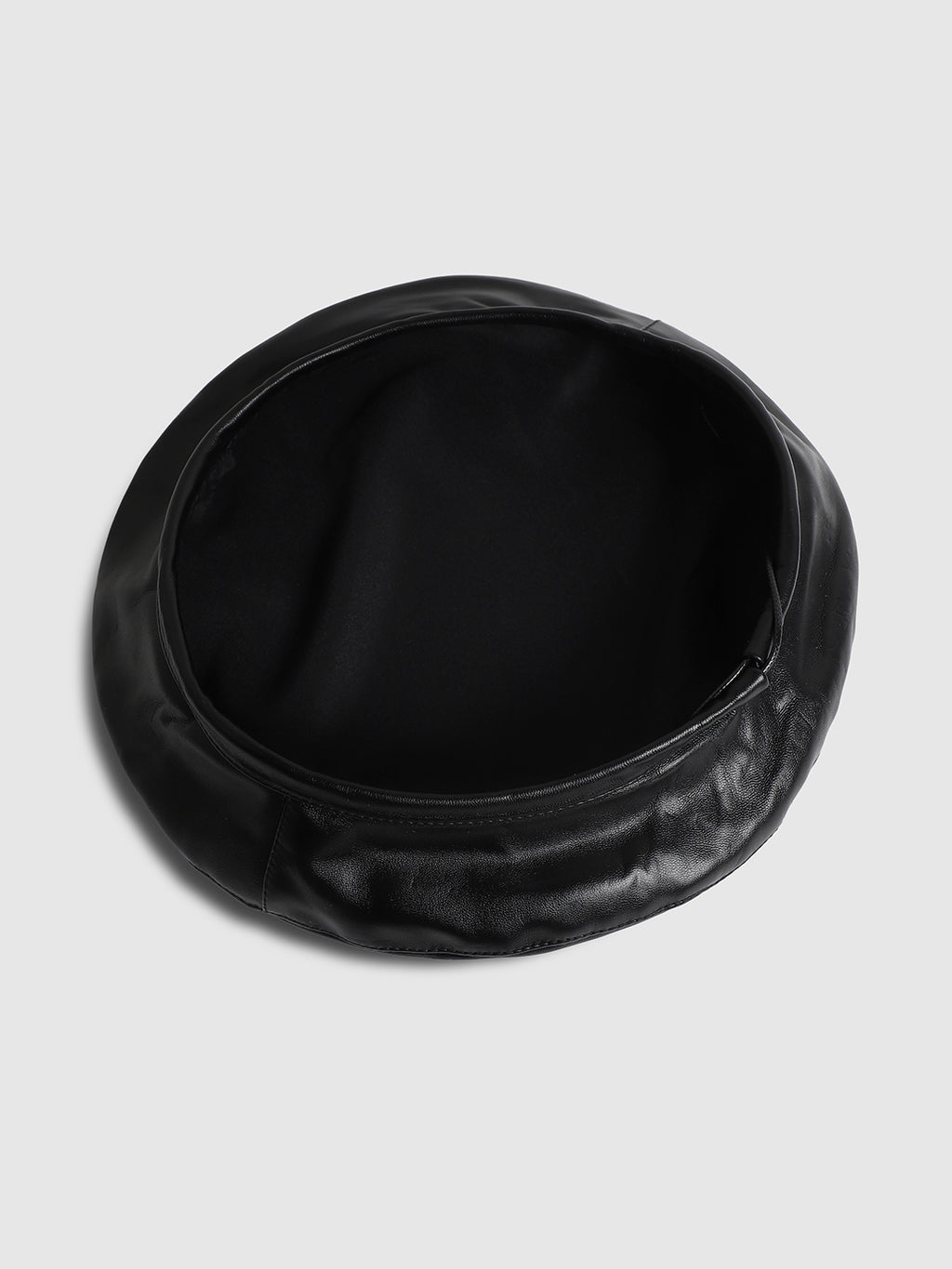 Flat Grain Beret Hat - Black