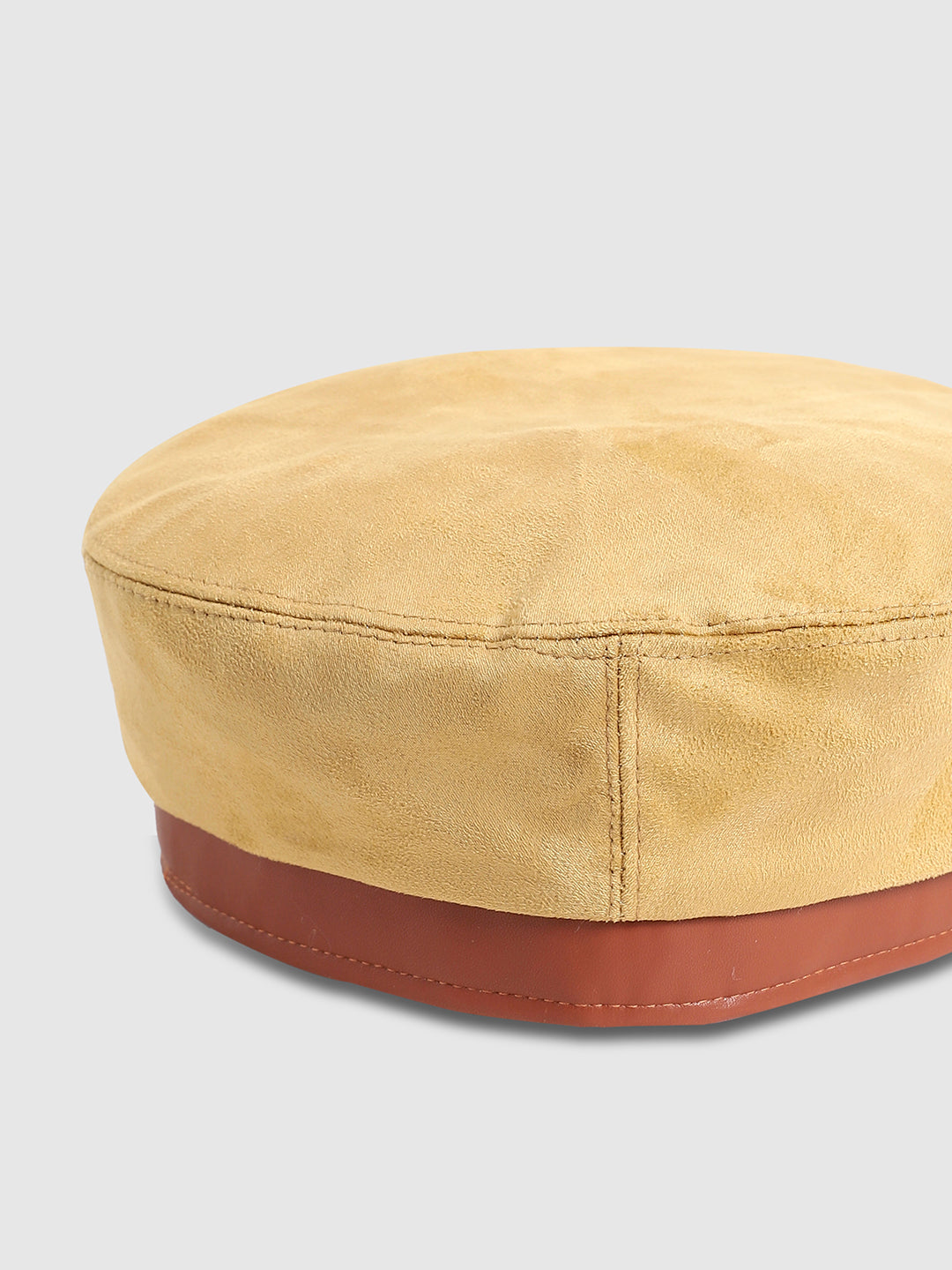Contrast Texture Beret Hat - Beige & Brown