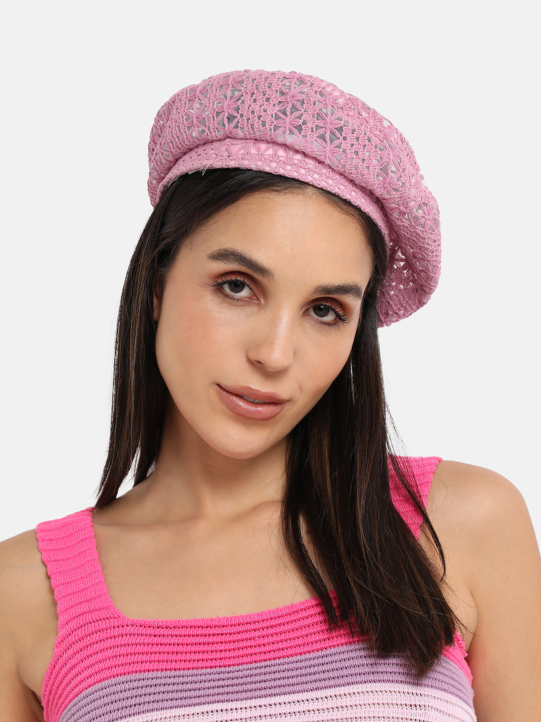Self-Design Beret Hat - Pink