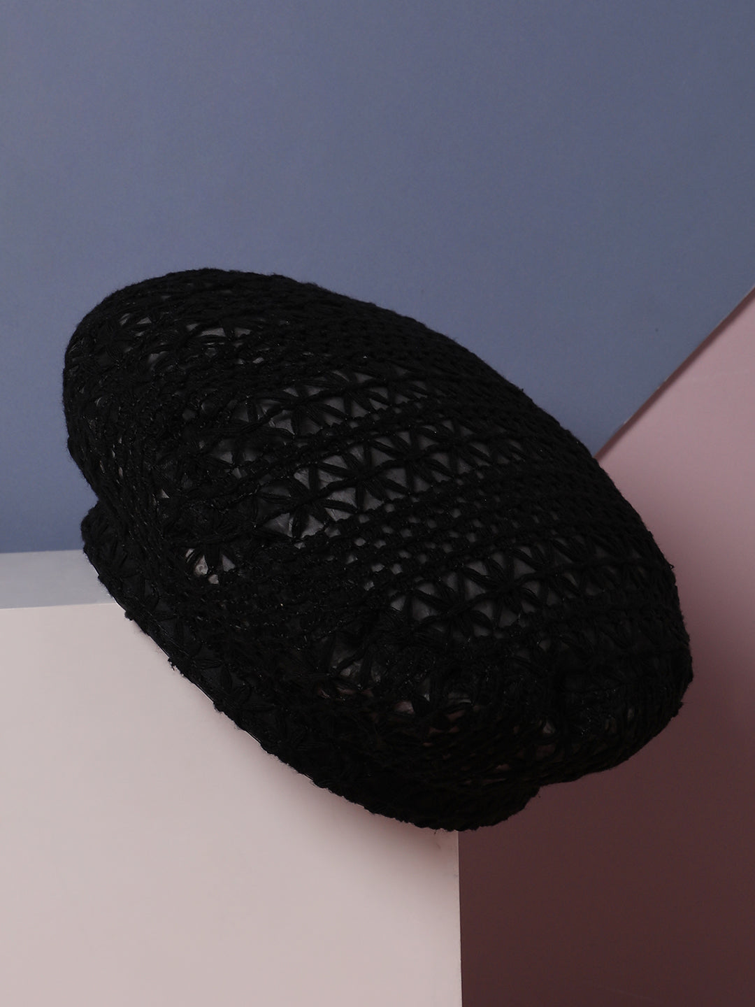 Self-Design Beret Hat - Black