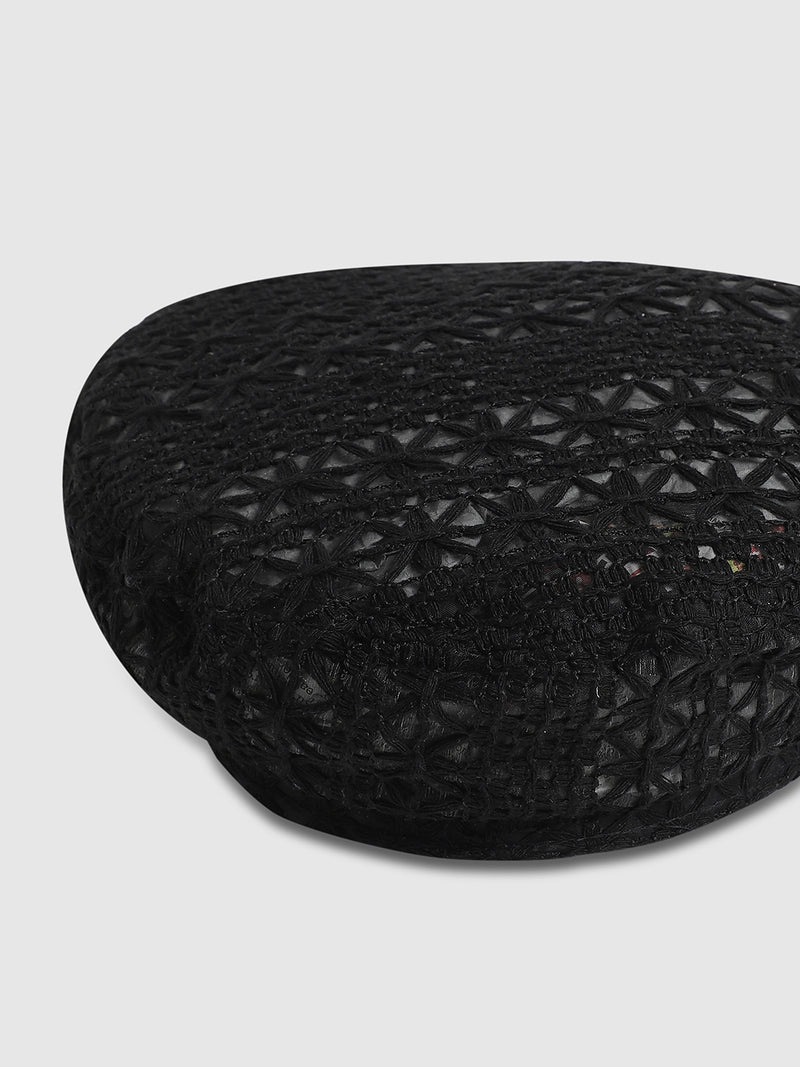 Self-Design Beret Hat - Black