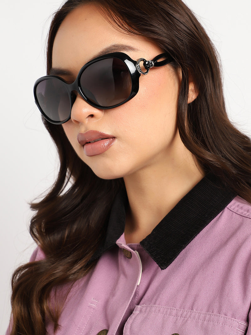 Tinted Lens Black Frame Oversized Sunglasses