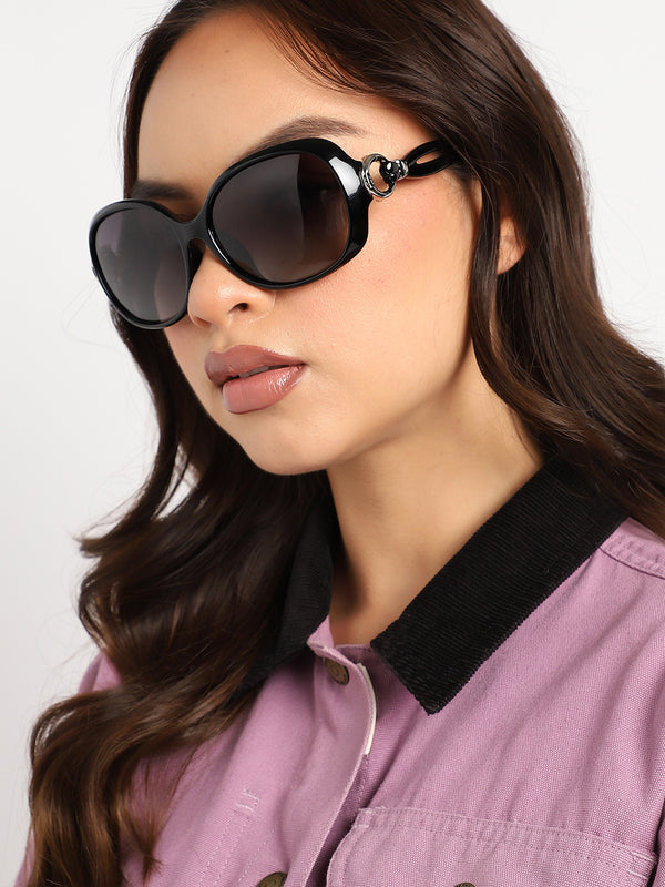 Tinted Lens Black Frame Oversized Sunglasses