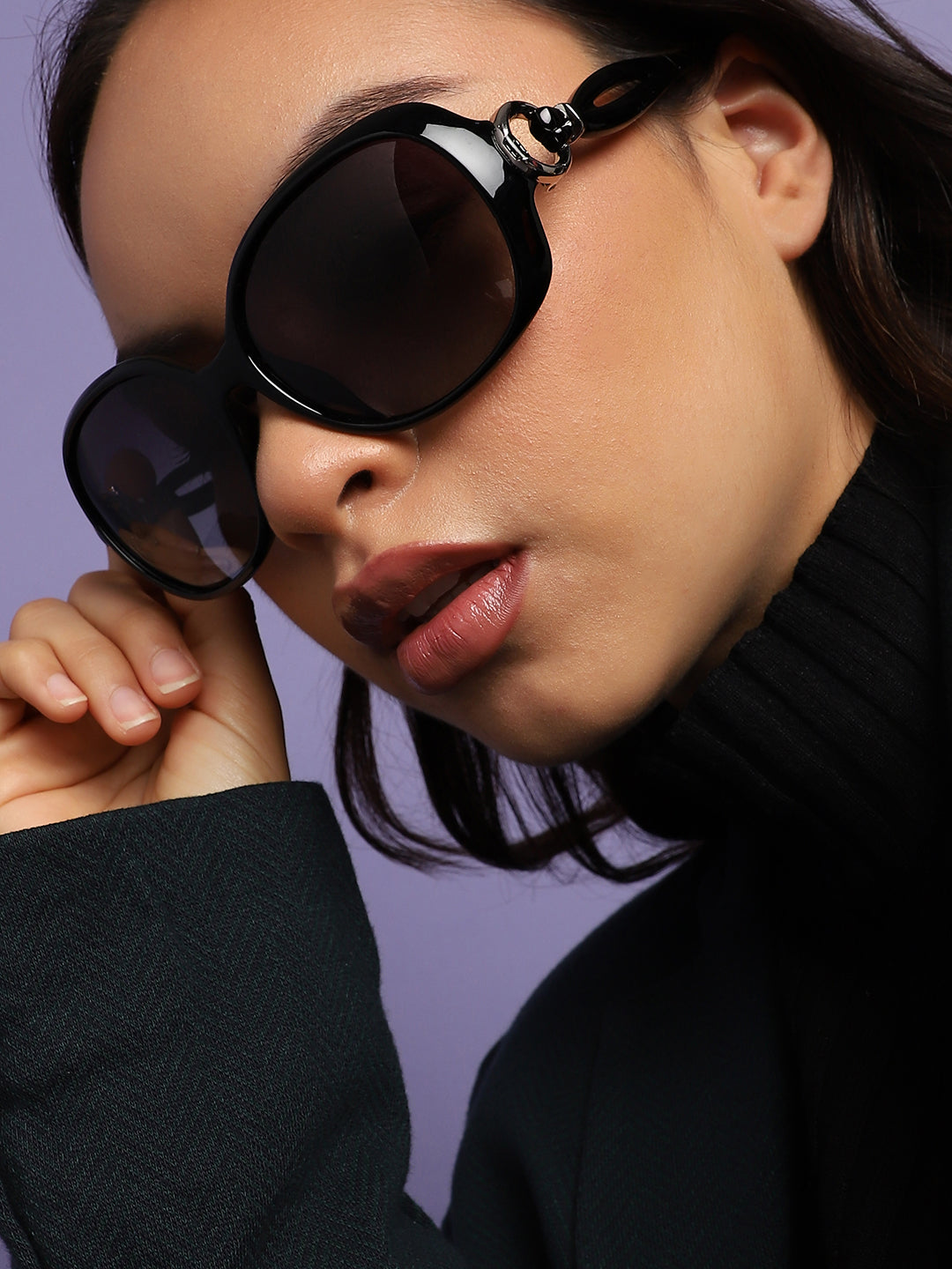 Tinted Lens Black Frame Oversized Sunglasses