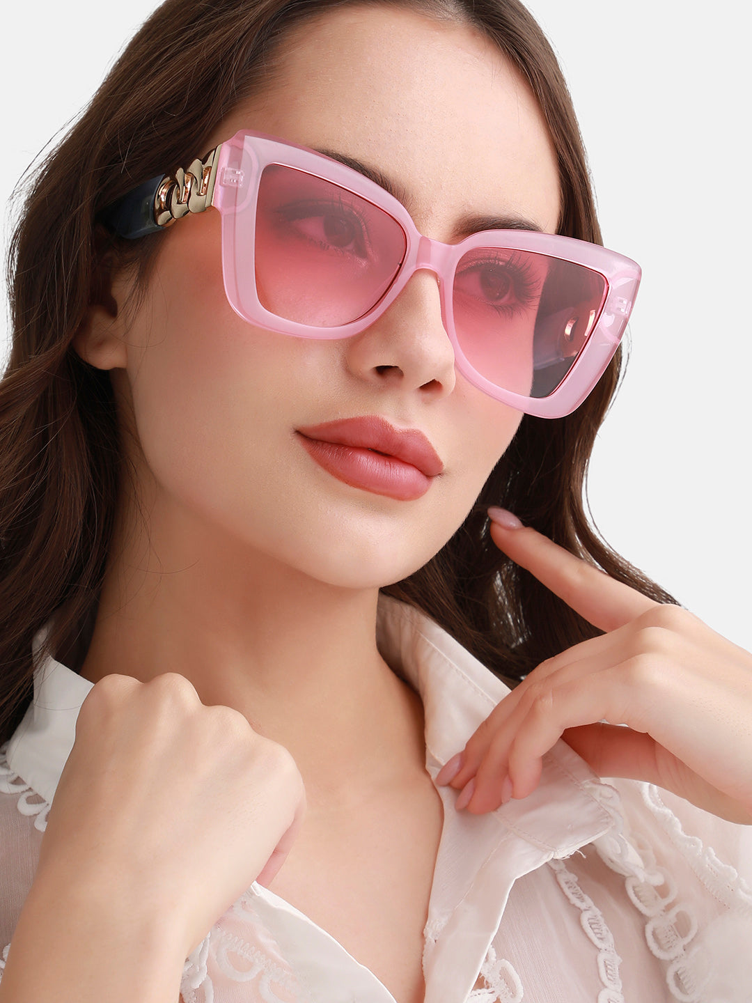 Marble Oversized Sunglasses - Pink & Grey