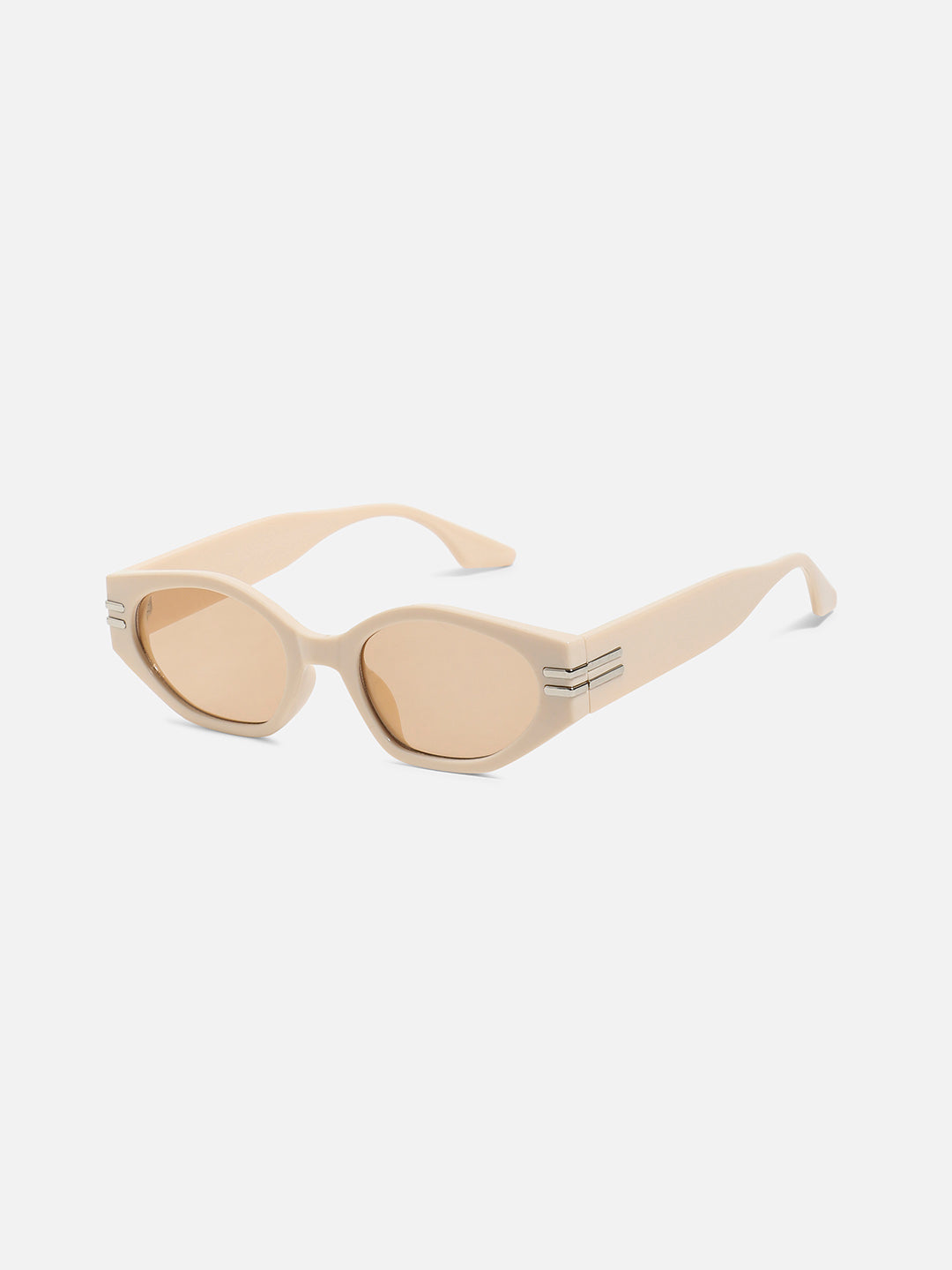 Solid Oval Sunglasses - Beige
