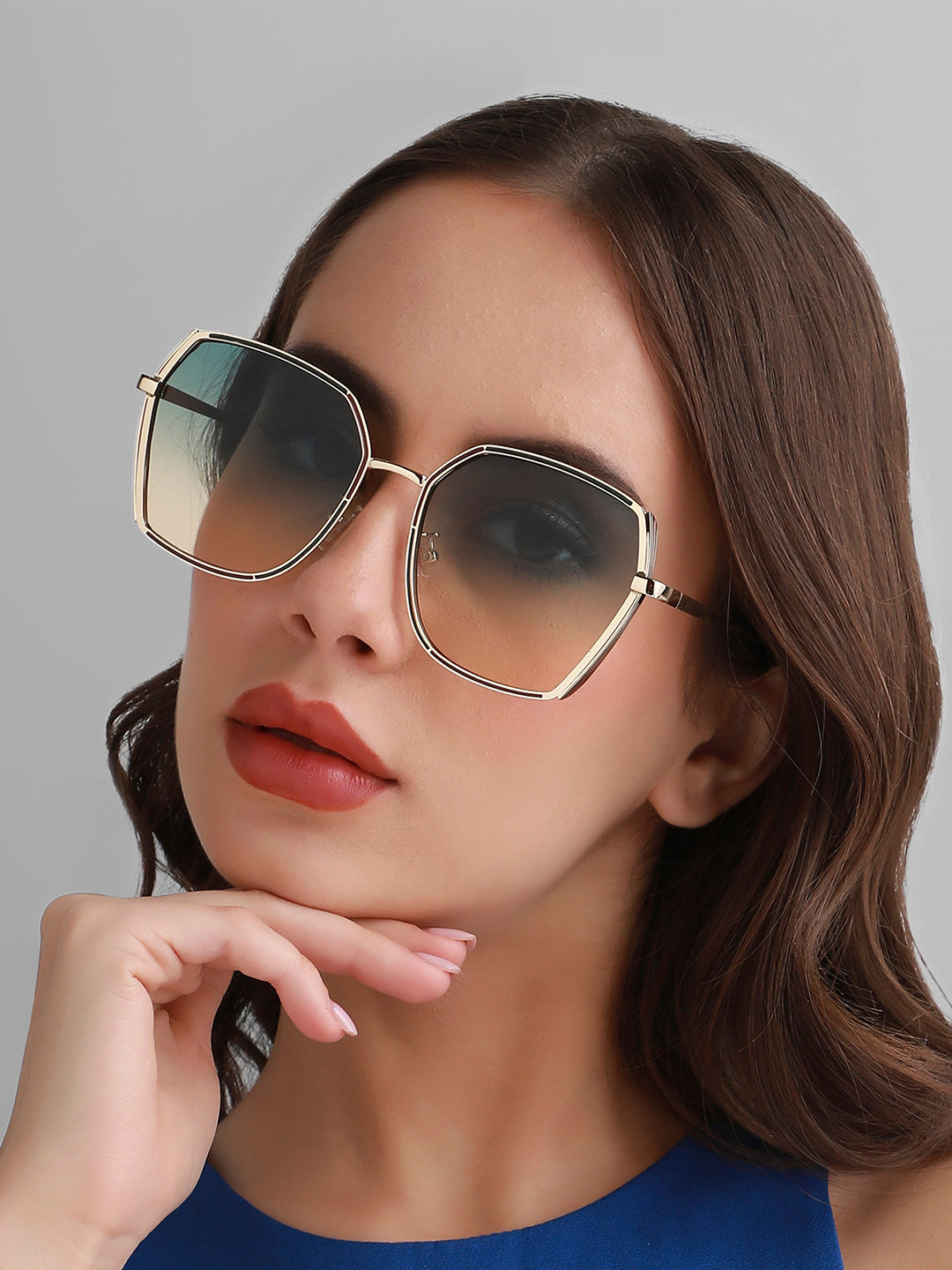 Gradient Oversized Sunglasses - Gold