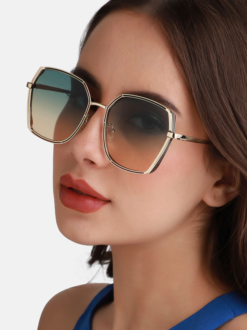 Gradient Oversized Sunglasses - Gold