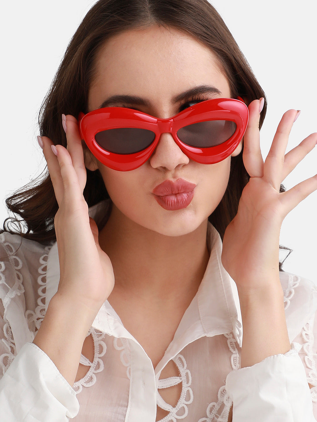 Solid Cateye Sunglasses - Red