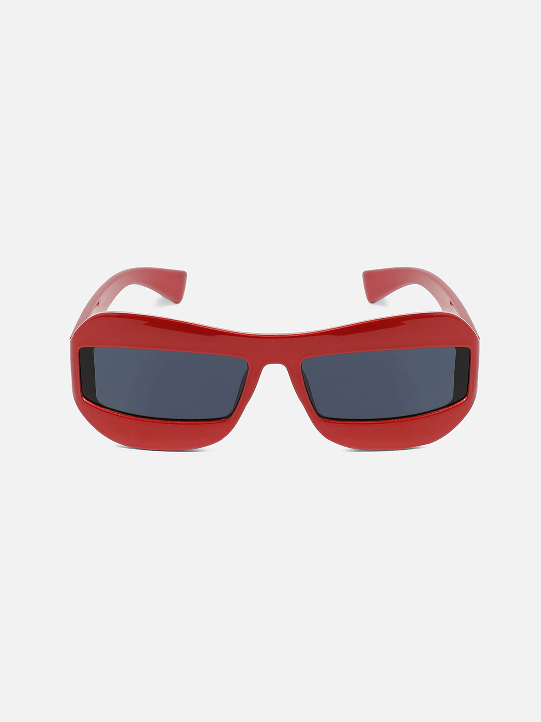 Solid Rectangular Sunglasses - Red