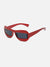 Solid Rectangular Sunglasses - Red