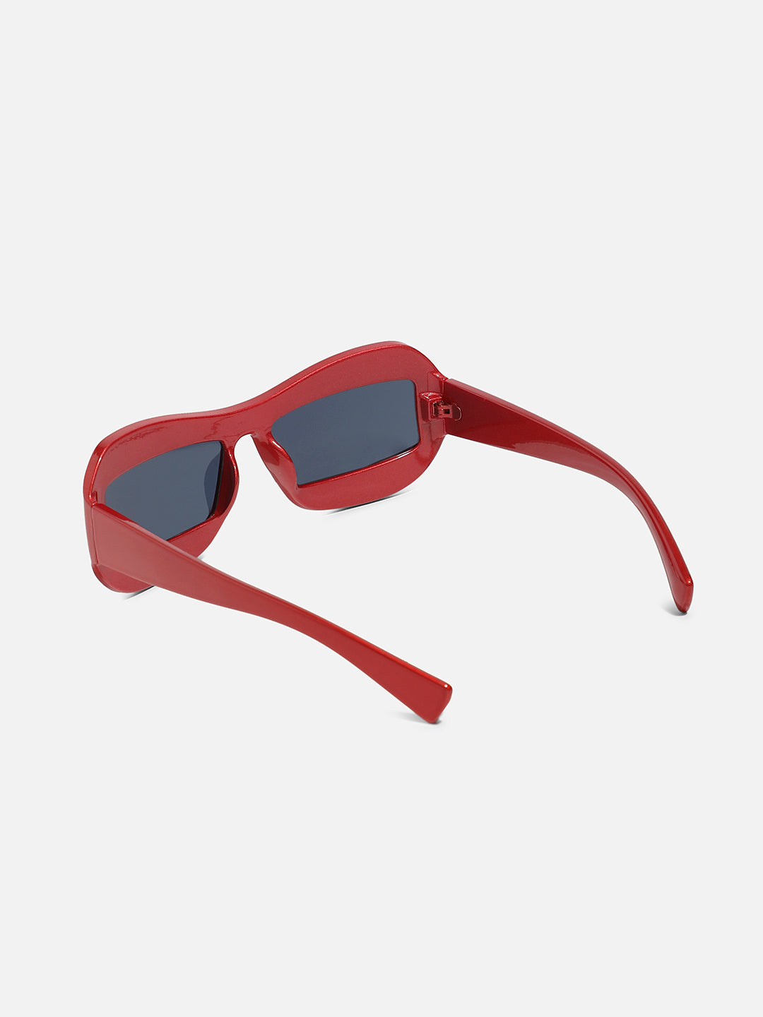 Solid Rectangular Sunglasses - Red