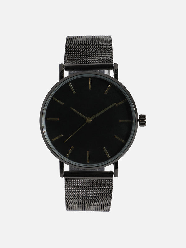 Round Black Analogue Watch