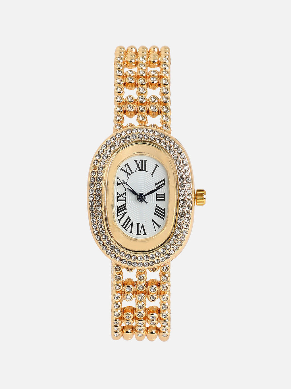 Embellished Oval Watch - Gold