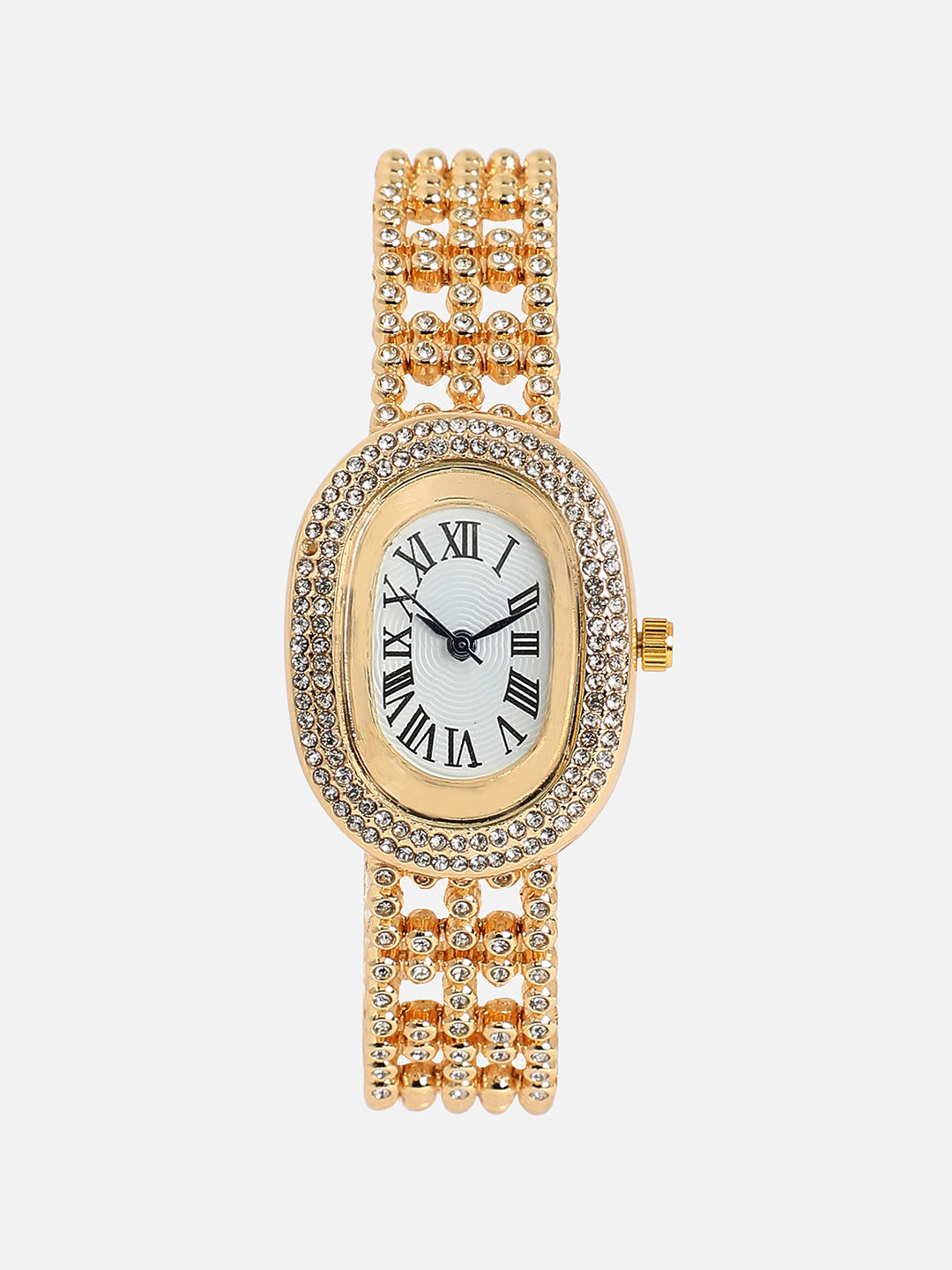 Embellished Oval Watch - Gold