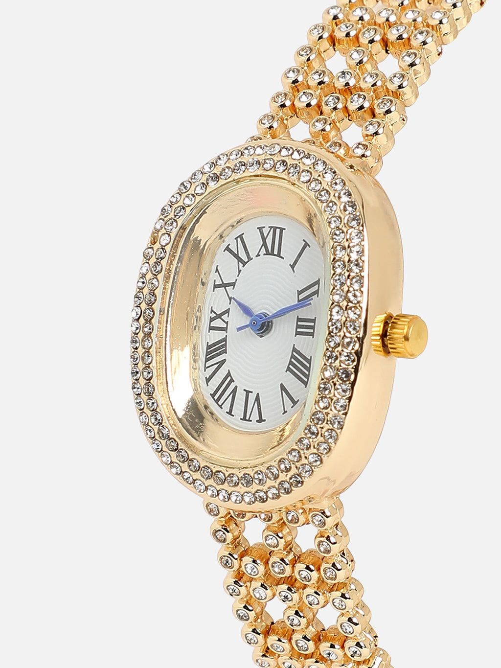 Embellished Oval Watch - Gold