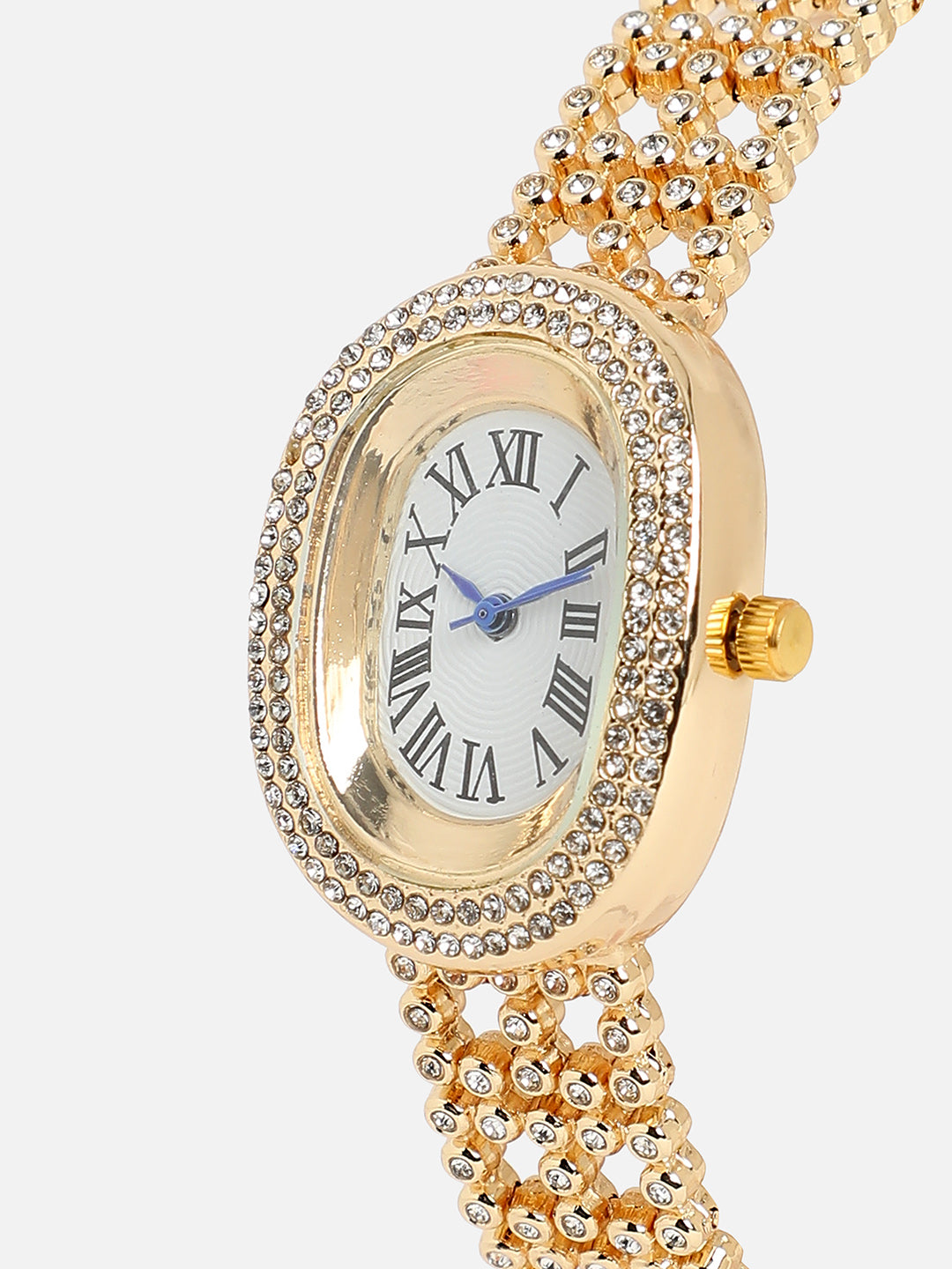 Embellished Oval Watch - Gold