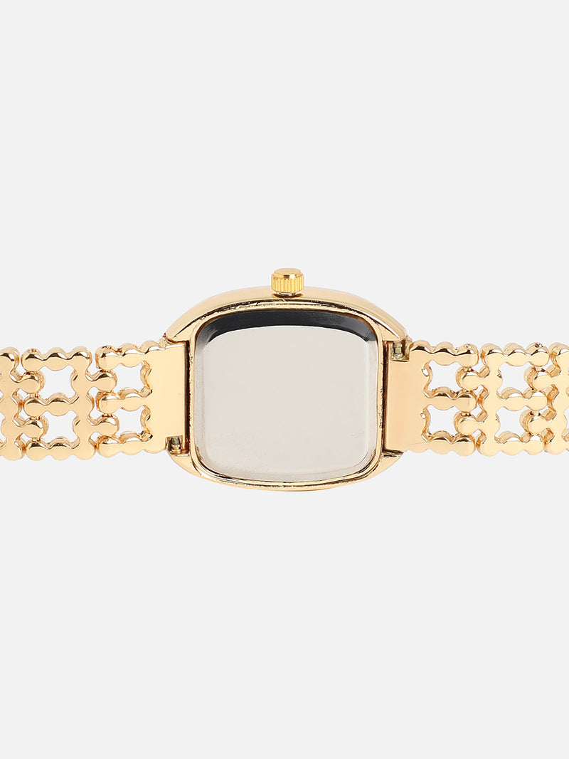 Embellished Oval Watch - Gold